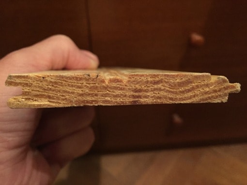 End view of solid 5/8" thick bead board