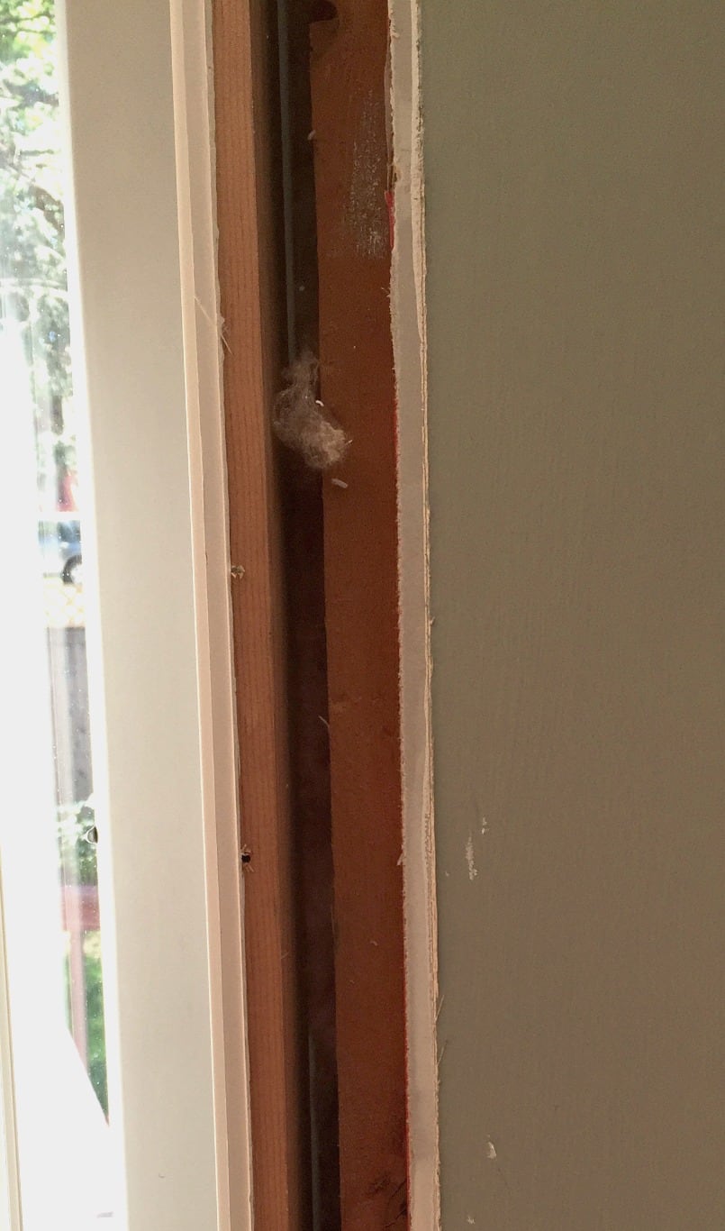 No insulation in gap between window jamb and wall framing