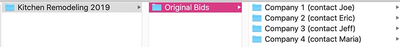Example How To Organize Bids on Your Computer